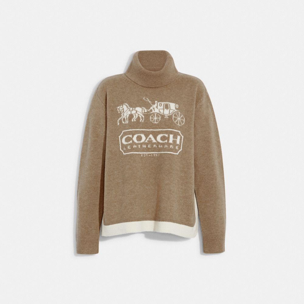 COACH®,Colorblock Horse And Carriage Sweater,,Front View