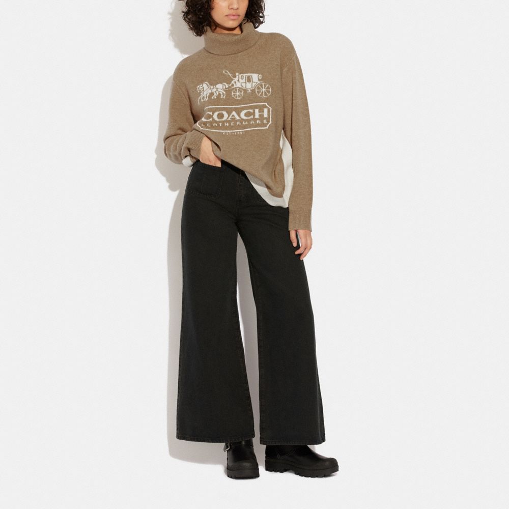 COACH®,Colorblock Horse And Carriage Sweater,,Scale View