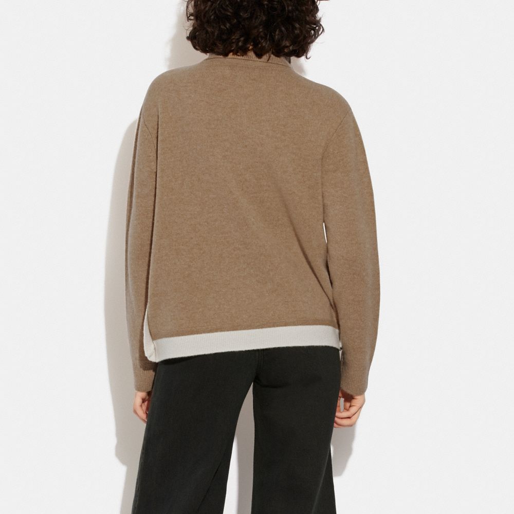 COACH®,Colorblock Horse And Carriage Sweater,,Scale View