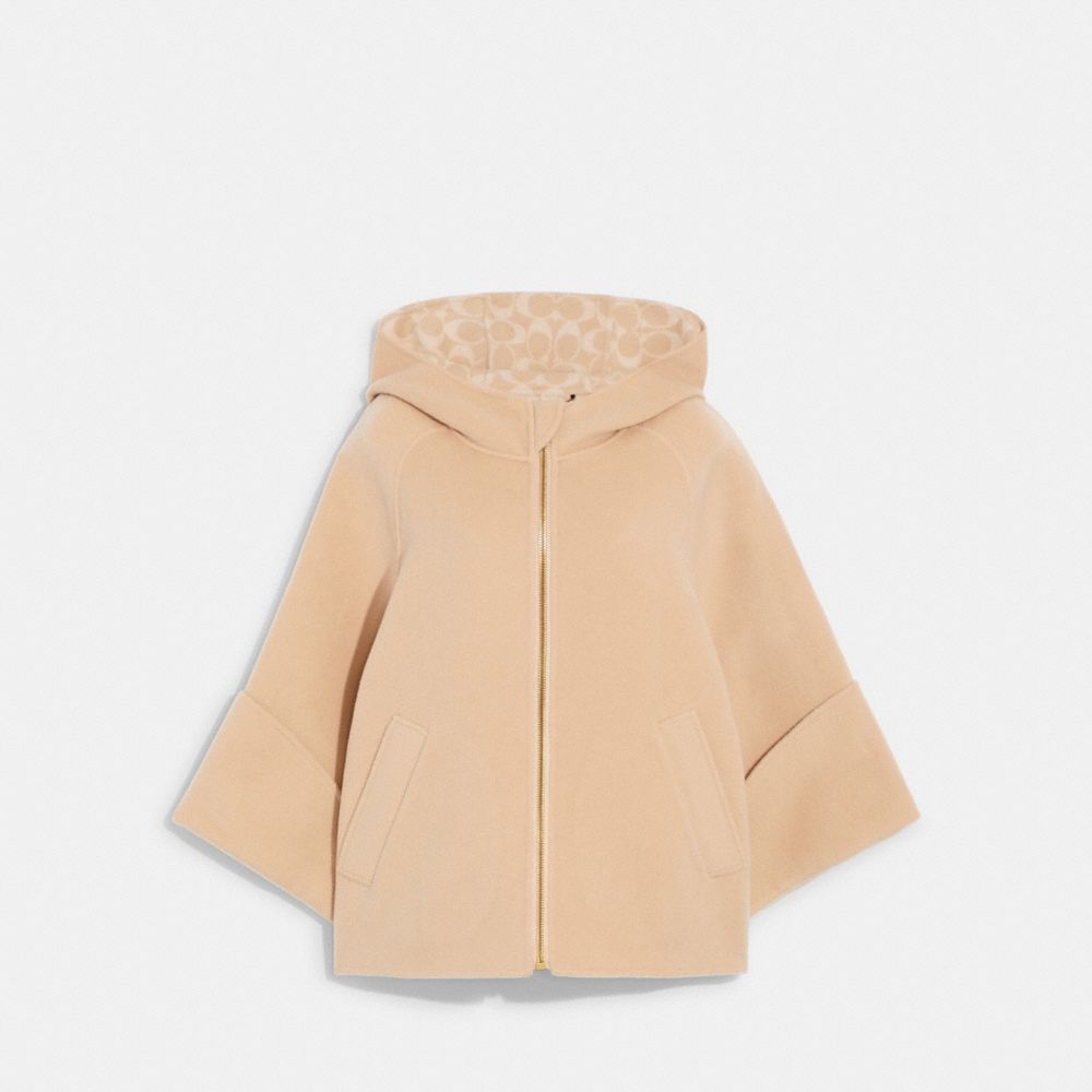 Beige double face hooded coat - Woman