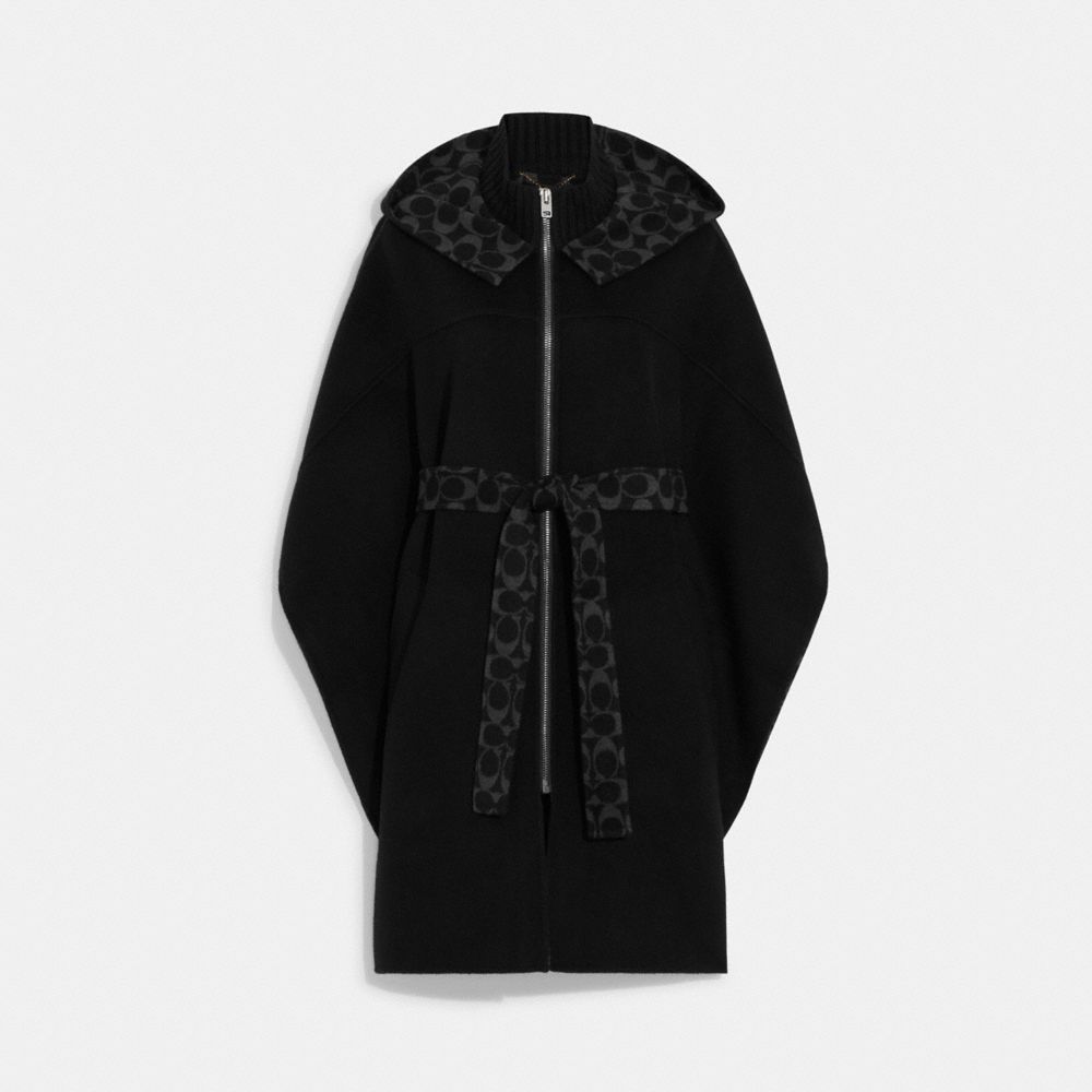 LV Louis Vuitton Hooded cape coat with belt