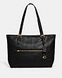 COACH®,LARGE TAYLOR TOTE,Polished Pebble Leather,Medium,Brass/Black,Front View