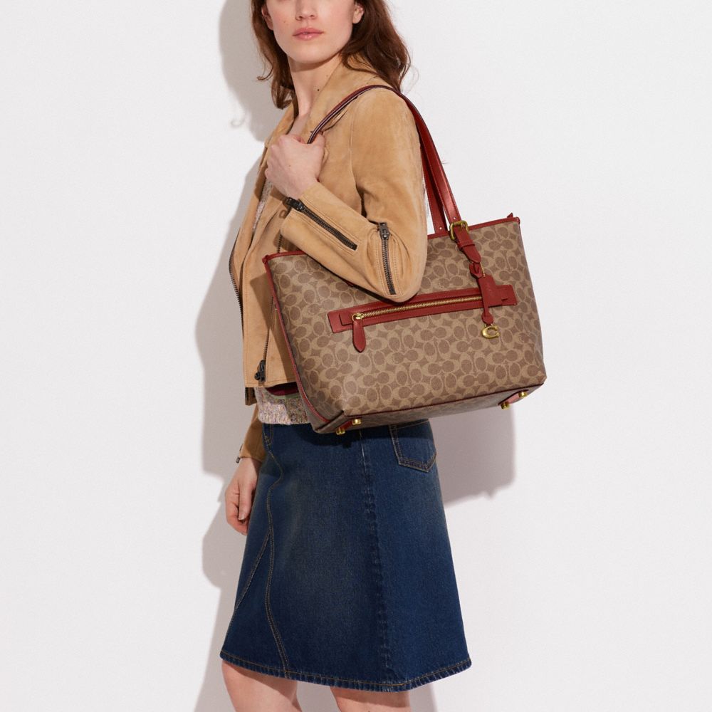 COACH Taylor Signature Logo Canvas Tote Bag