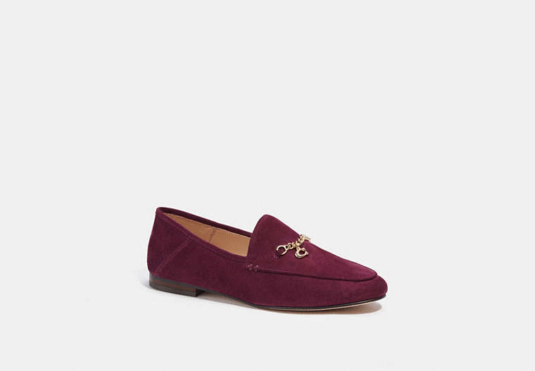 COACH®,HANNA LOAFER,Suede,Deep Berry,Front View