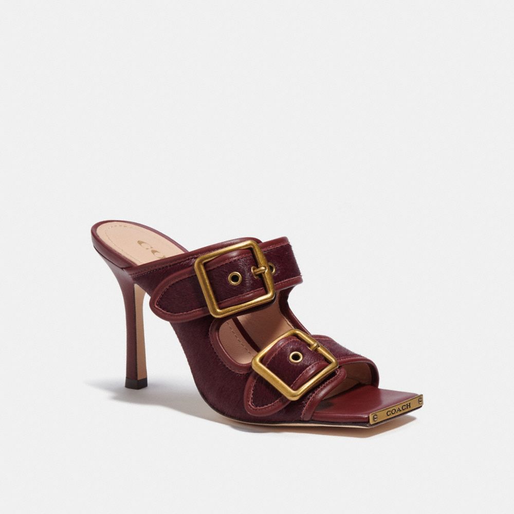 COACH®,KYLE SANDAL,Leather,Wine,Front View