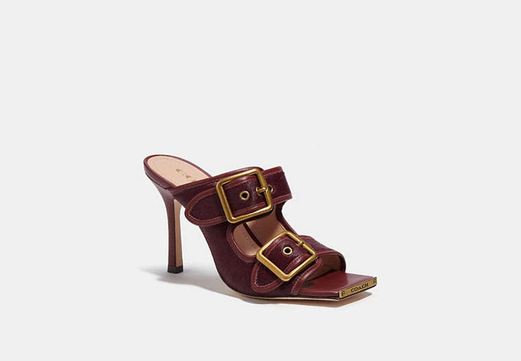 COACH®,KYLE SANDAL,Leather,Wine,Front View