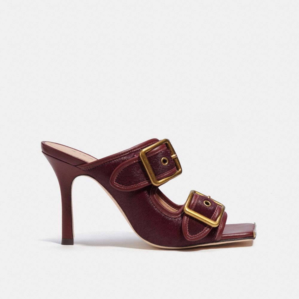 COACH®,KYLE SANDAL,Leather,Wine,Angle View