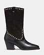 COACH®,PHEOBE BOOTIE,Leather,Black,Angle View