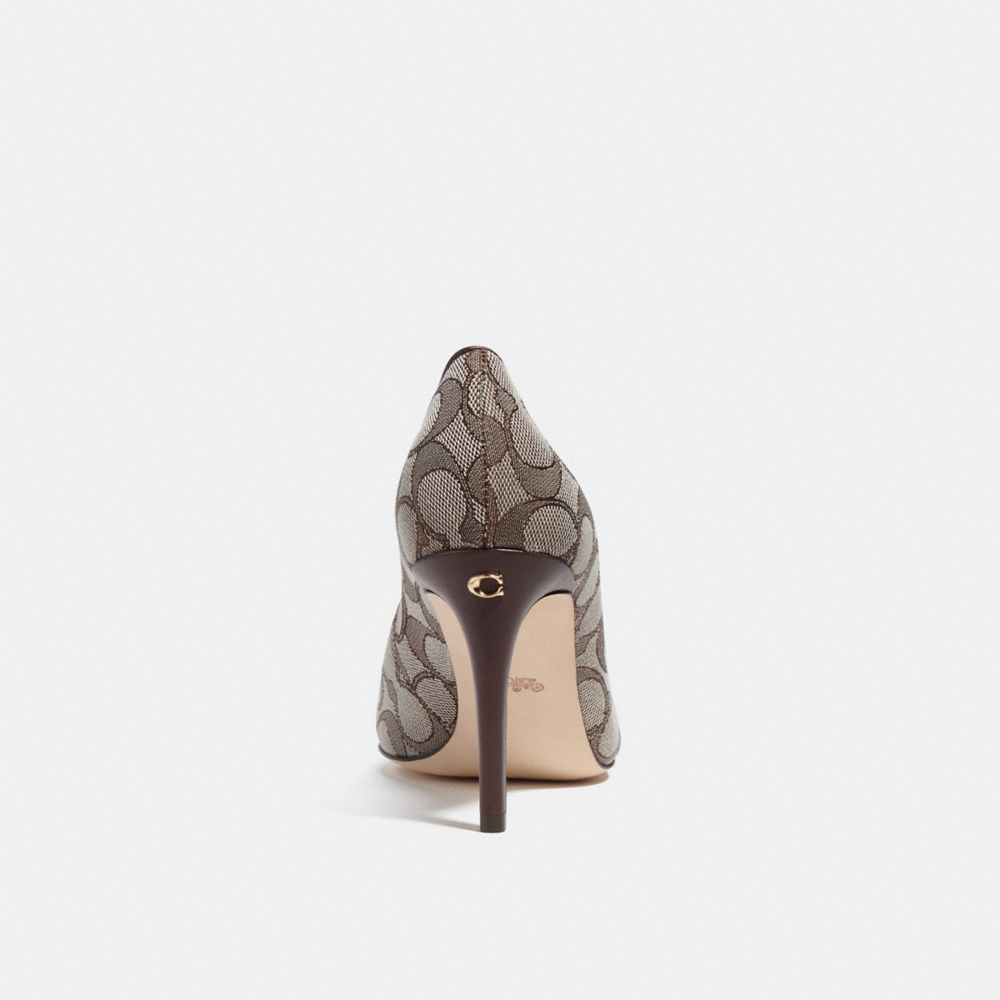 COACH®,Skyler Pump In Signature Jacquard,Pumps,Logo,Cocktail,Beige,Alternate View