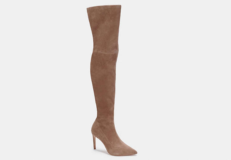 COACH®,SHEA BOOT,Leather,Taupe,Front View