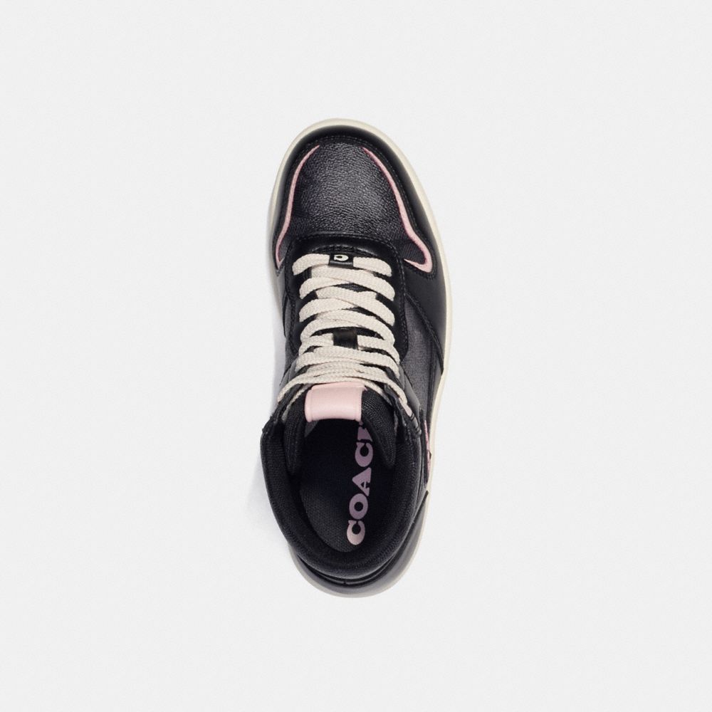 COACH®,HIGH TOP SNEAKER IN SIGNATURE CANVAS,Black,Inside View,Top View