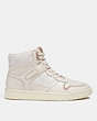 COACH®,HIGH TOP SNEAKER IN SIGNATURE CANVAS,Chalk,Angle View