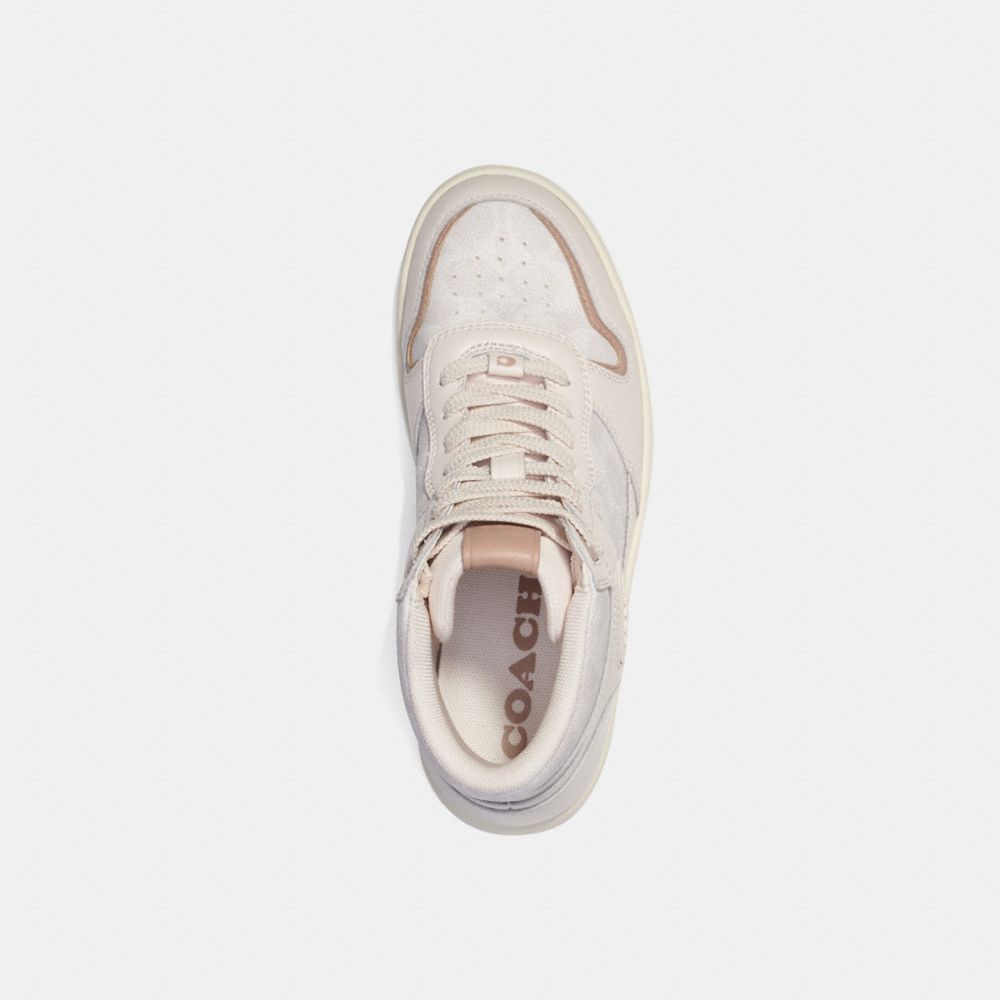 COACH®,HIGH TOP SNEAKER IN SIGNATURE CANVAS,Chalk,Inside View,Top View