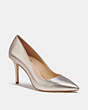 COACH®,WILEY PUMP,Metallic Leather,Champagne,Front View