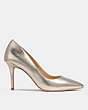 COACH®,WILEY PUMP,Metallic Leather,Champagne,Angle View