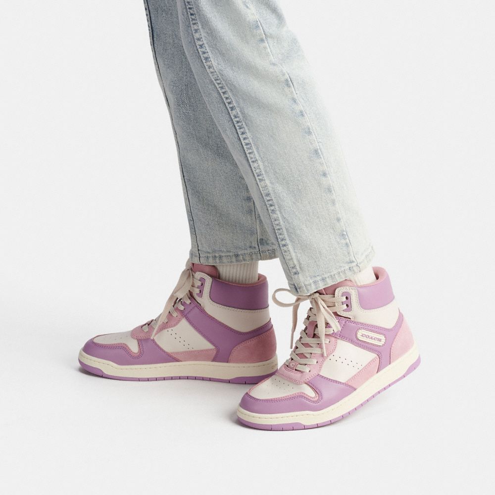 Coach Retro Signature Canvas & Leather Chalk High Top Sneakers