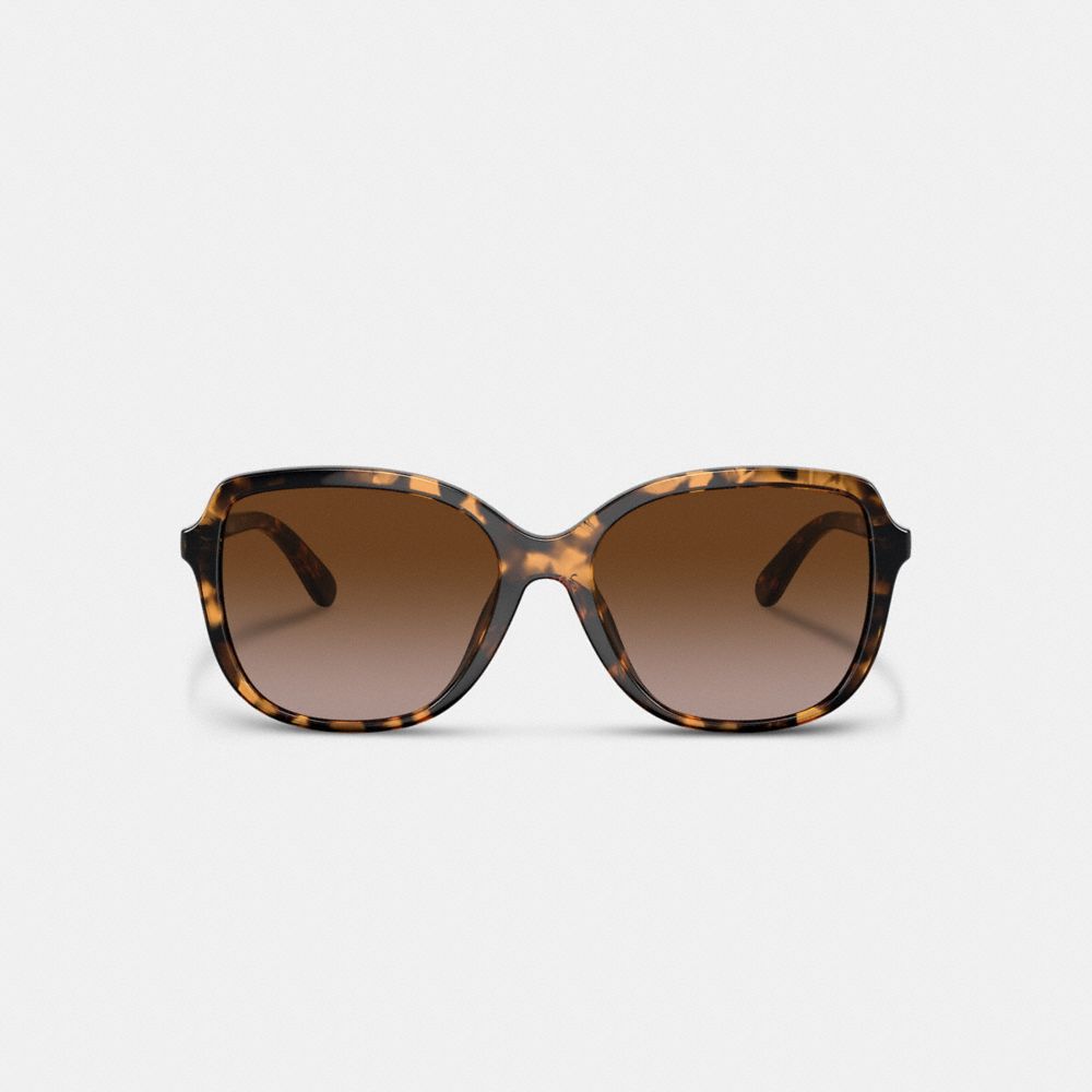 COACH®,Geometric Square Sunglasses,Butterfly Frame,Integrated Nose Pads,Casual,Brown,Inside View,Top View