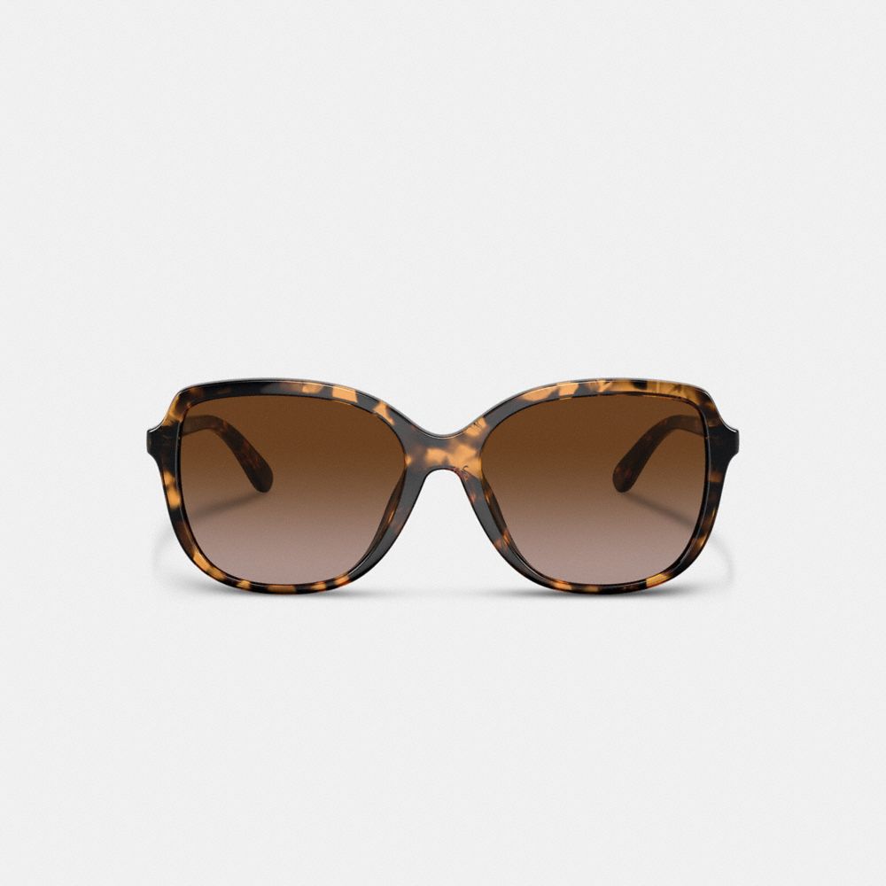 COACH®,GEOMETRIC SQUARE SUNGLASSES,Dark Tortoise,Inside View,Top View