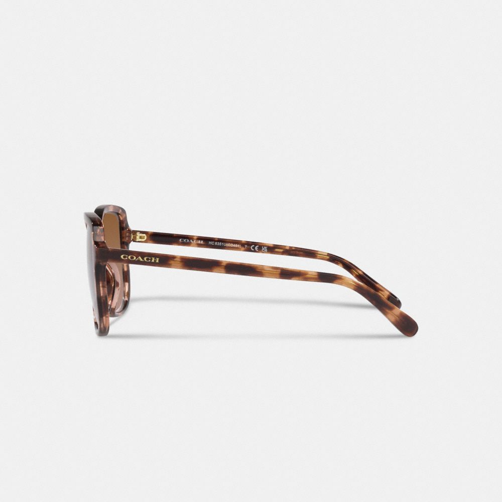 COACH®,Geometric Square Sunglasses,Butterfly Frame,Integrated Nose Pads,Casual,Brown,Alternate View
