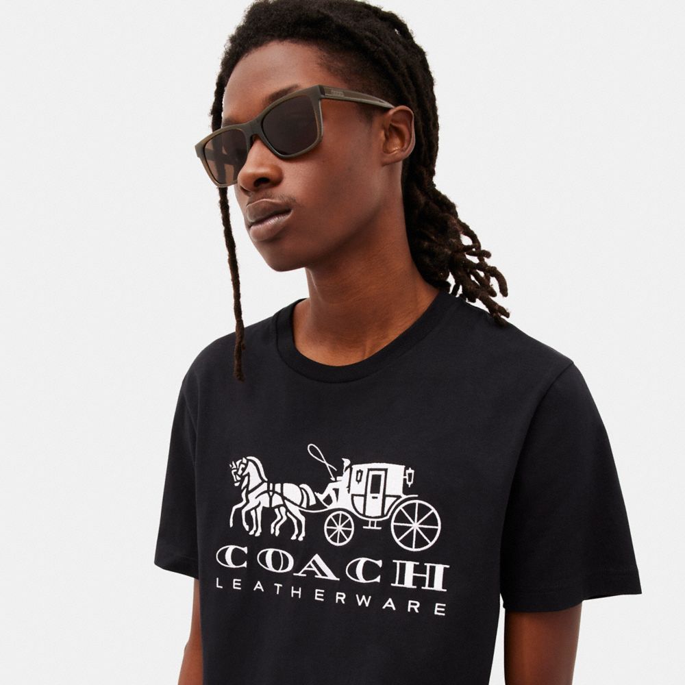 COACH®,Retro Square Badge Sunglasses,,Angle View