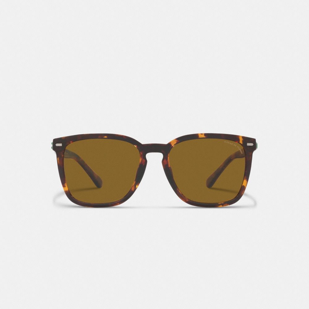COACH®,Keyhole Square Sunglasses,Brown,Inside View,Top View