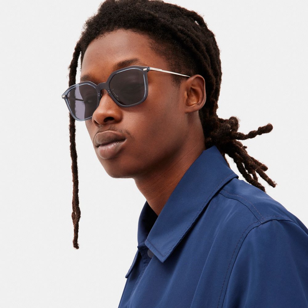 COACH®,Rounded Geometric Sunglasses,,Angle View