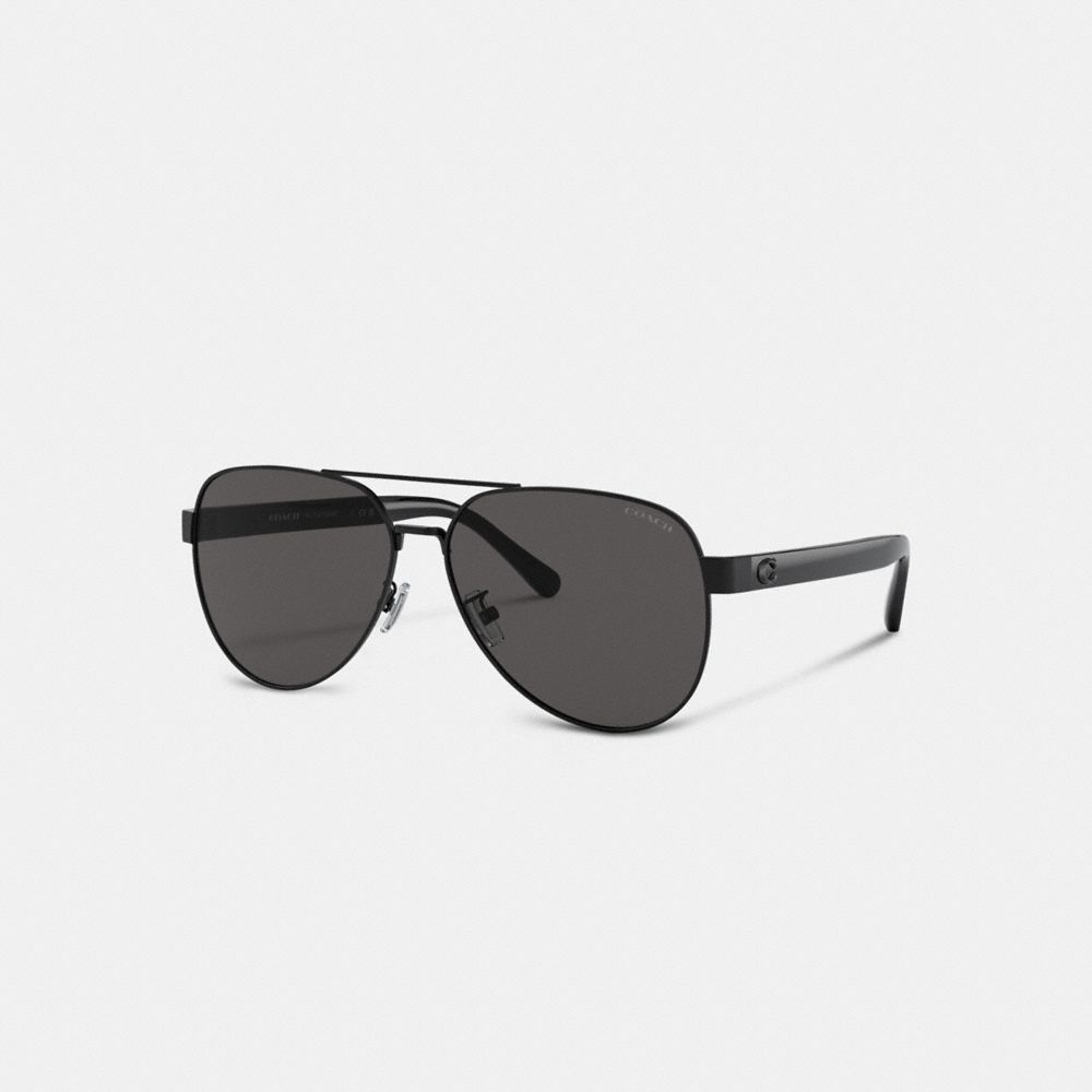 COACH®,WIRE FRAME PILOT SUNGLASSES,Matte Black,Front View