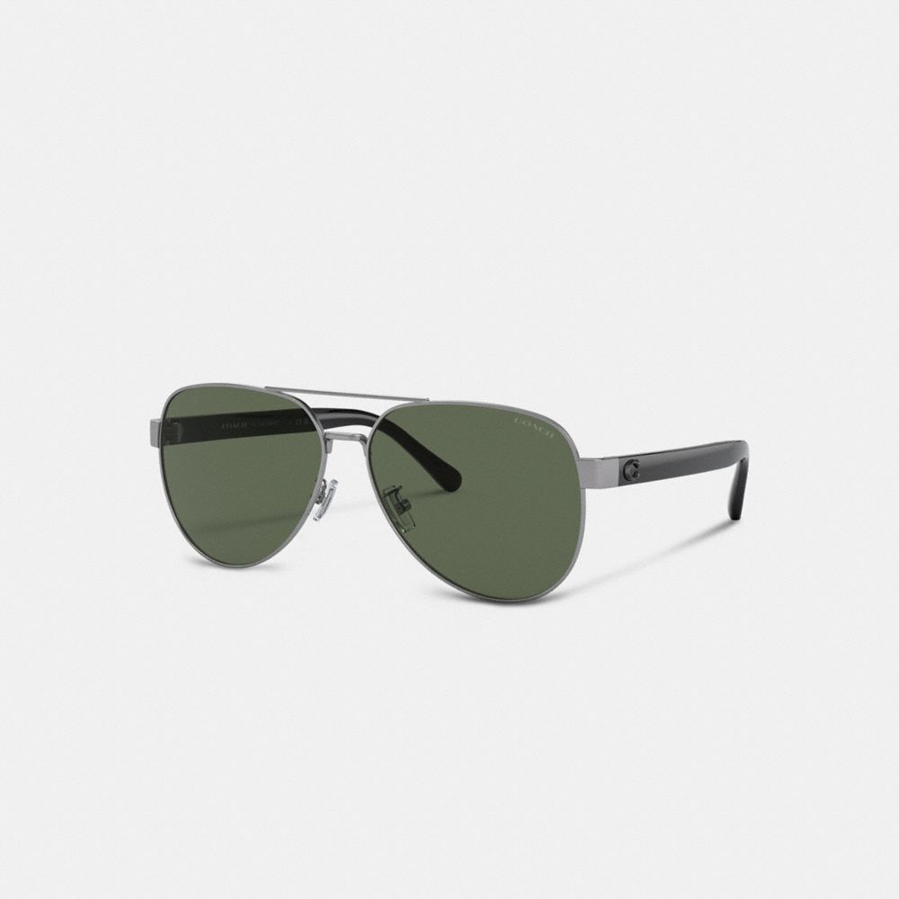 COACH®,WIRE FRAME PILOT SUNGLASSES,Satin Gunmetal,Front View