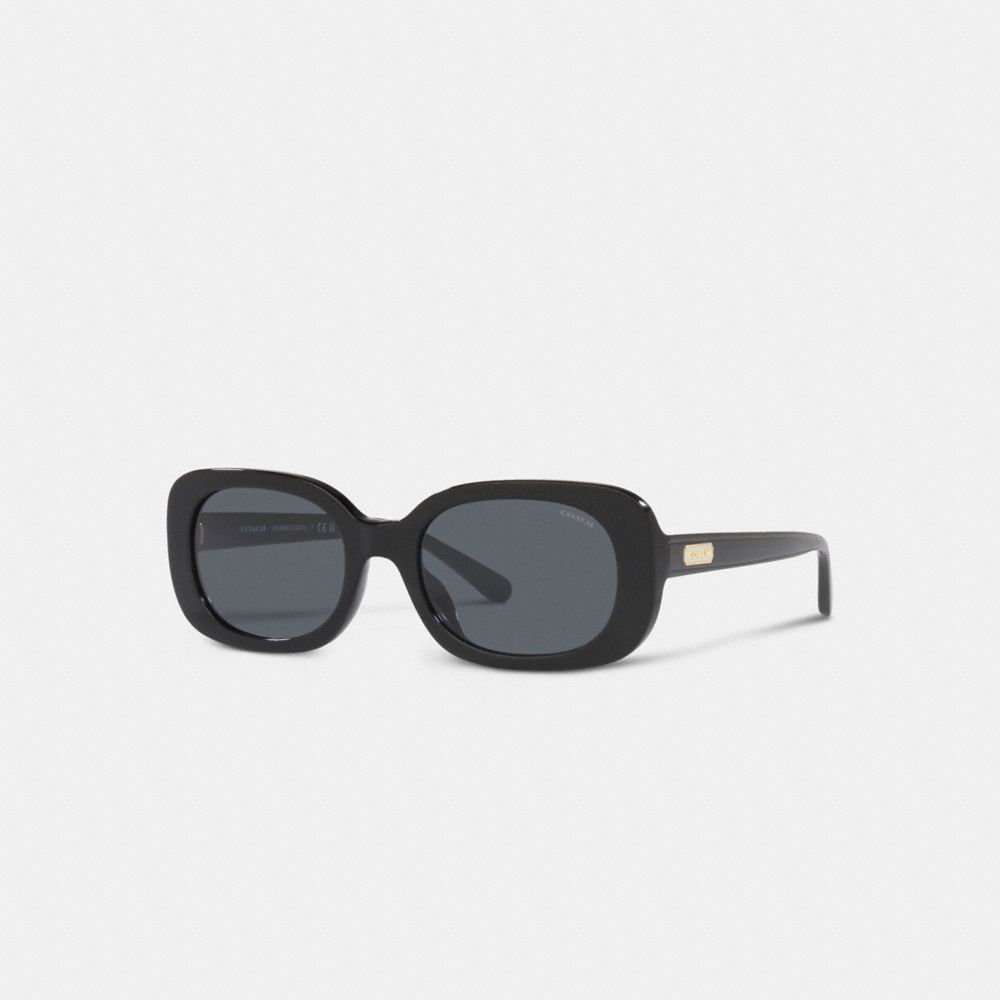 COACH®,BADGE ROUNDED SQUARE SUNGLASSES,Black,Front View image number 0