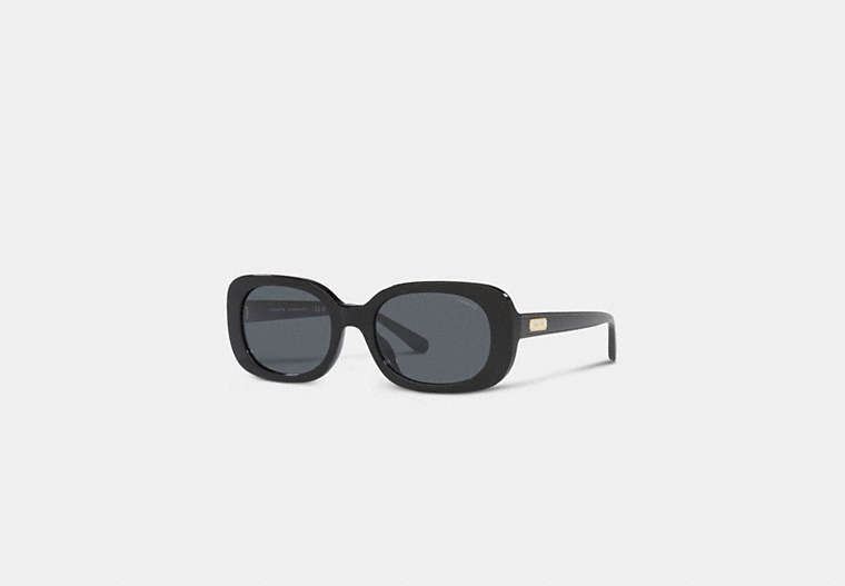 COACH®,BADGE ROUNDED SQUARE SUNGLASSES,Black,Front View image number 0
