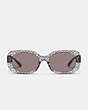 COACH®,BADGE ROUNDED SQUARE SUNGLASSES,Transparent Grey Signature,Inside View,Top View