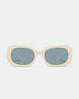 COACH®,BADGE ROUNDED SQUARE SUNGLASSES,White/Blue Stripe,Inside View,Top View