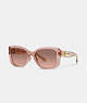 COACH®,TABBY OVERSIZED SQUARE SUNGLASSES,Transparent Pink,Front View