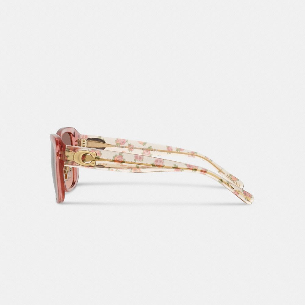 COACH®,C Hardware Oversized Square Sunglasses,Butterfly Frame,Plastic,Metal,Logo,Adjustable Nose Pads,Casual,Multi Color,Alternate View