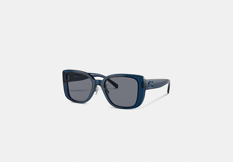 COACH®,TABBY OVERSIZED SQUARE SUNGLASSES,Transparent Blue,Front View