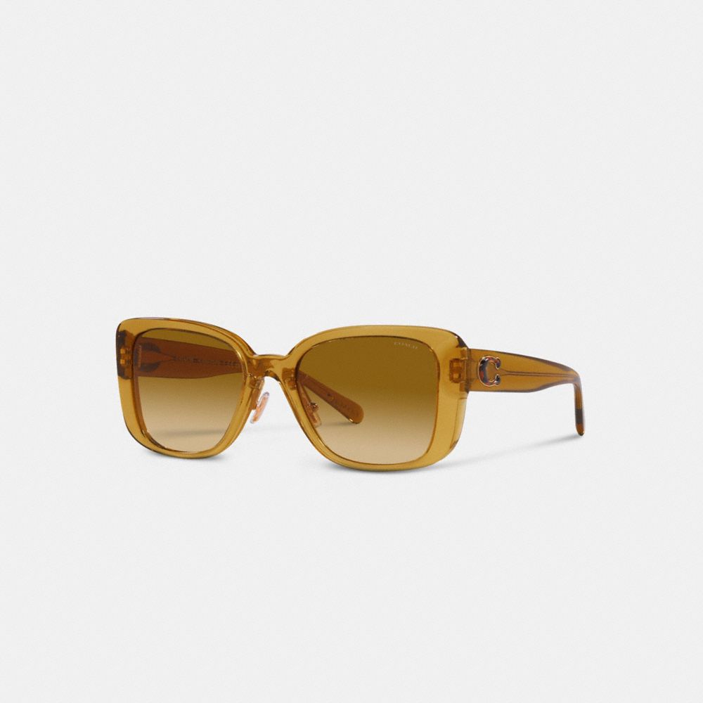 COACH®,TABBY OVERSIZED SQUARE SUNGLASSES,Transparent Honey,Front View