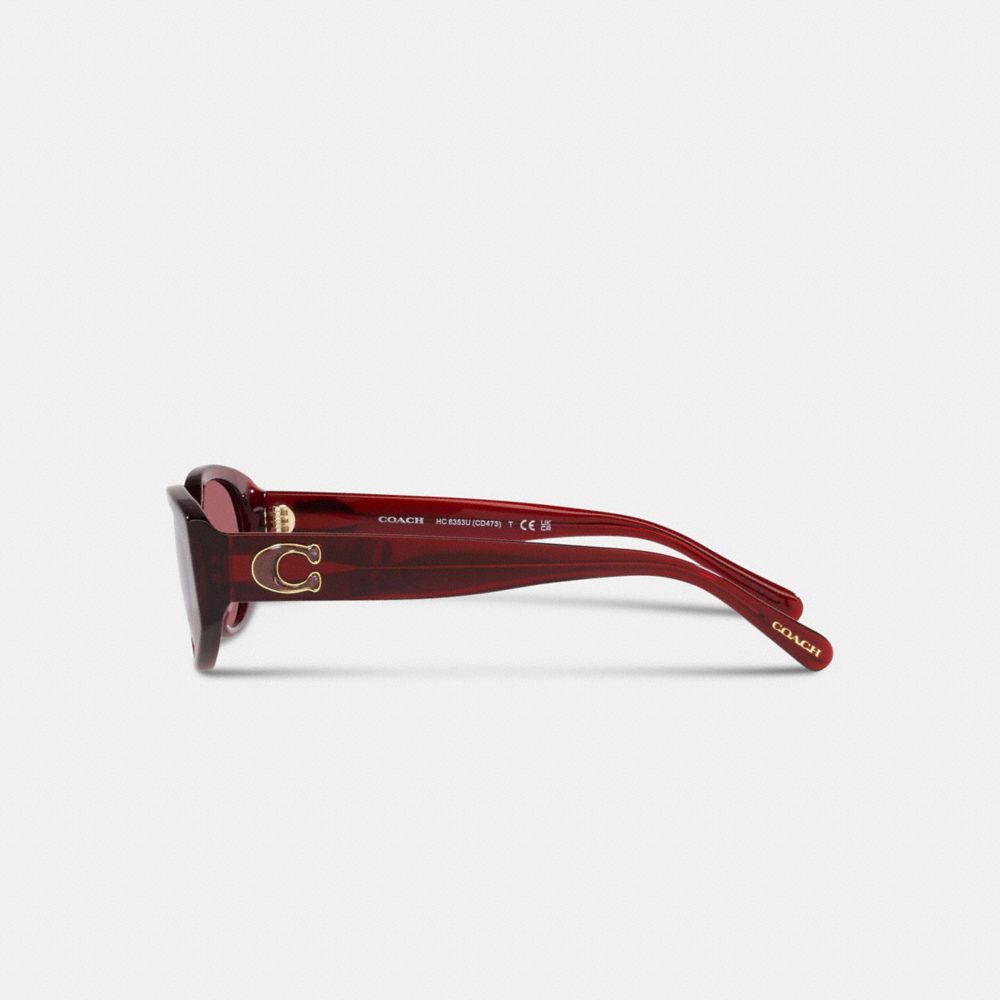 COACH®,C Hardware Rounded Sunglasses,Oval Frame,Plastic,Metal,Logo,Integrated Nose Pads,Casual,,Alternate View