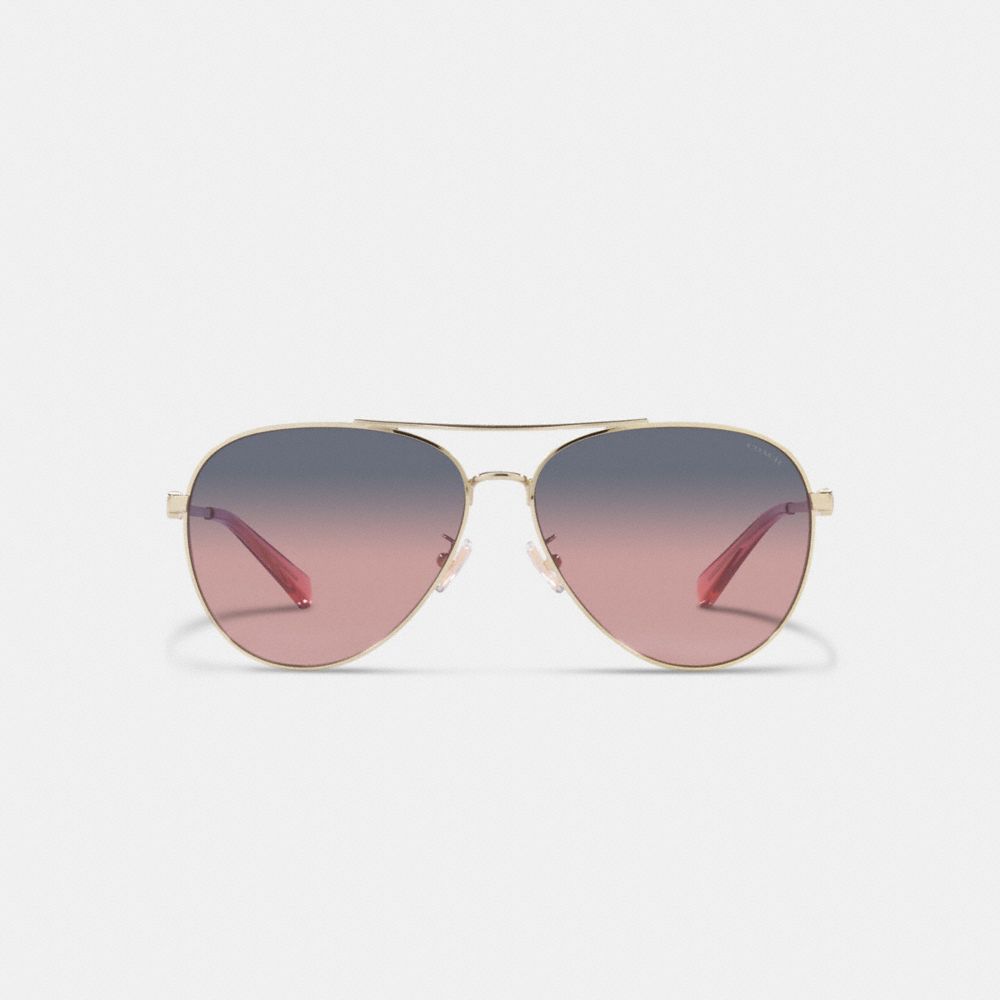 COACH®  Badge Metal Pilot Sunglasses