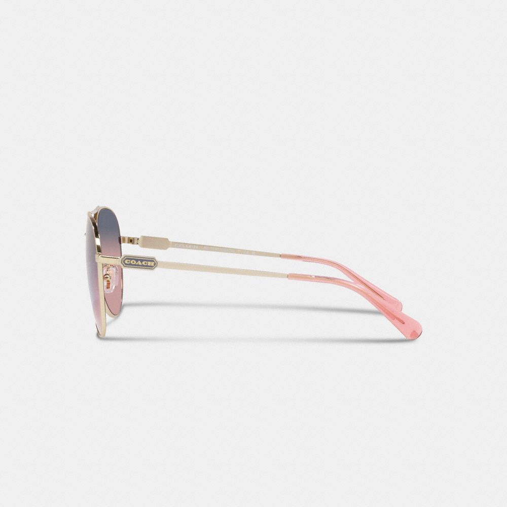 COACH®,BADGE METAL PILOT SUNGLASSES,Pink/Purple Gradient,Alternate View