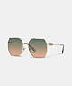 COACH®,BADGE METAL BUTTERFLY SUNGLASSES,Metal,Tour Merch,Green/Brown Gradient,Front View