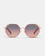 COACH®,BADGE ROUND GEOMETRIC SUNGLASSES,Transparent Pink,Inside View,Top View