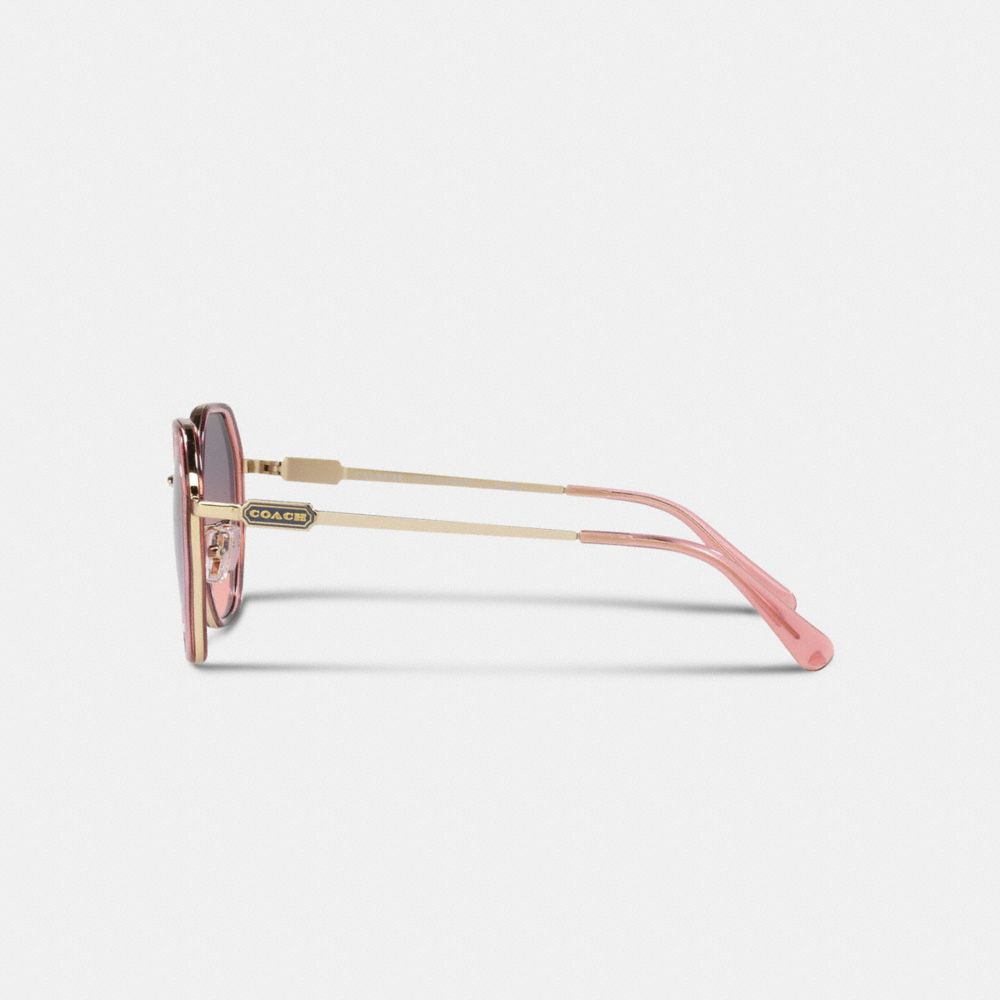 COACH®,Badge Round Geometric Sunglasses,,Alternate View