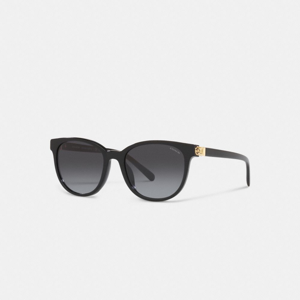 COACH®,HORSE AND CARRIAGE ROUND SUNGLASSES,Black,Front View