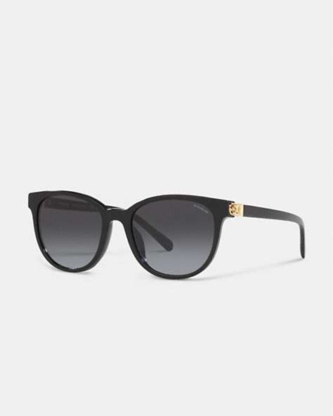 COACH®,HORSE AND CARRIAGE ROUND SUNGLASSES,Black,Front View
