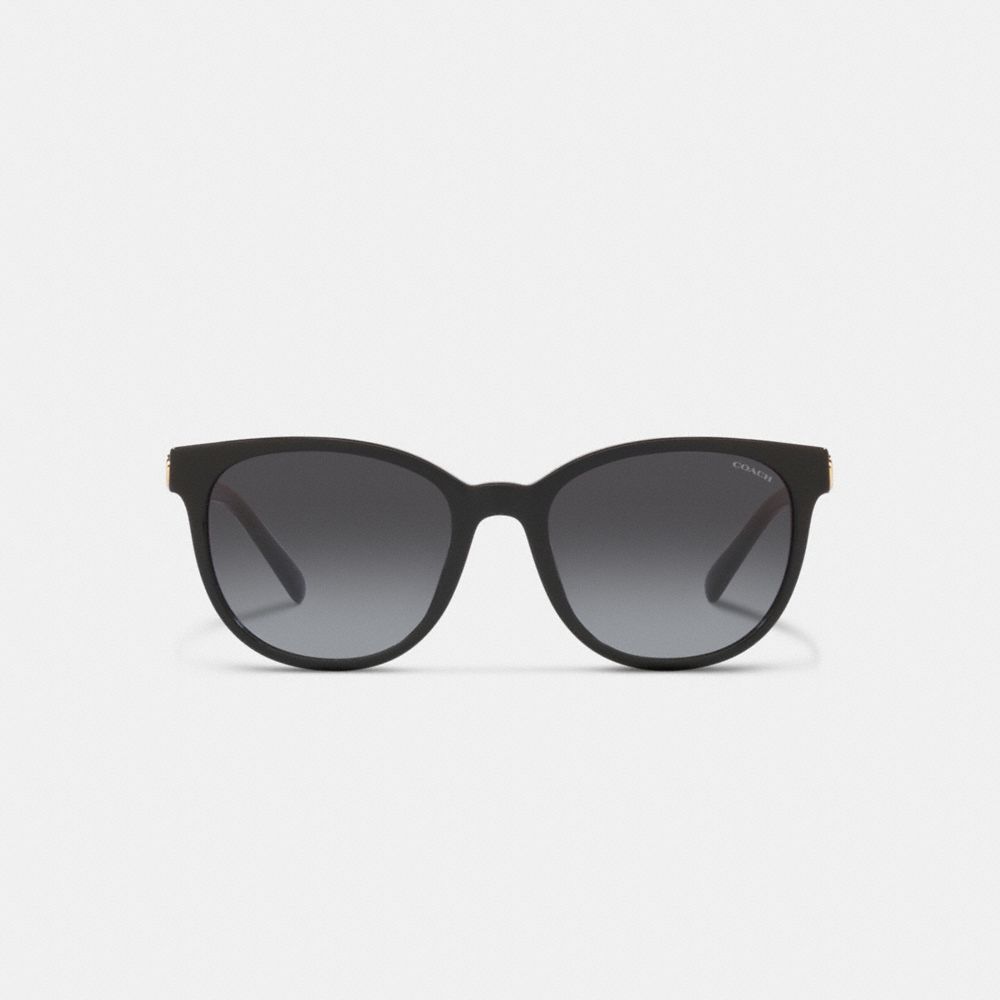 COACH®,HORSE AND CARRIAGE ROUND SUNGLASSES,Black,Inside View,Top View