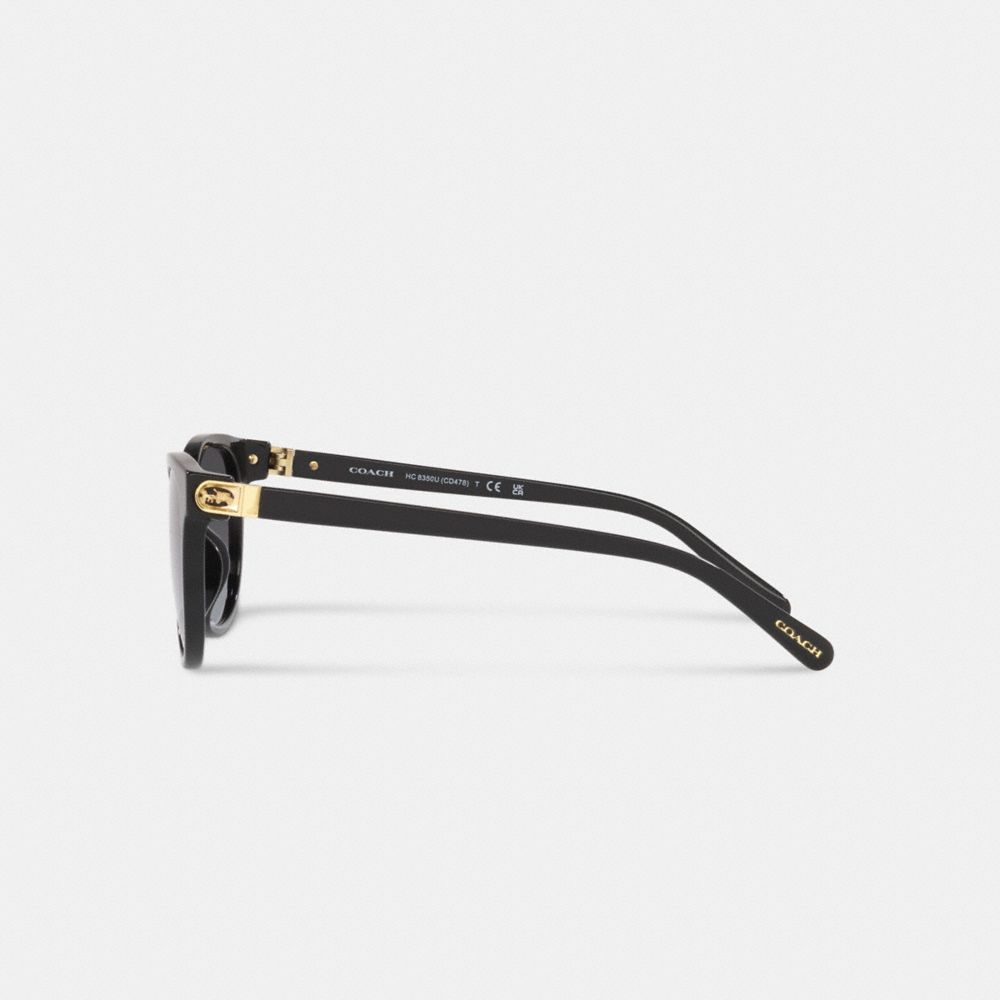 COACH®,Horse And Carriage Round Sunglasses,Wayfarer,Metal,Logo,Integrated Nose Pads,Casual,Gray,Alternate View