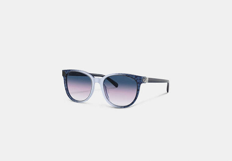 COACH®,HORSE AND CARRIAGE ROUND SUNGLASSES,Blue Signature C Gradient,Front View