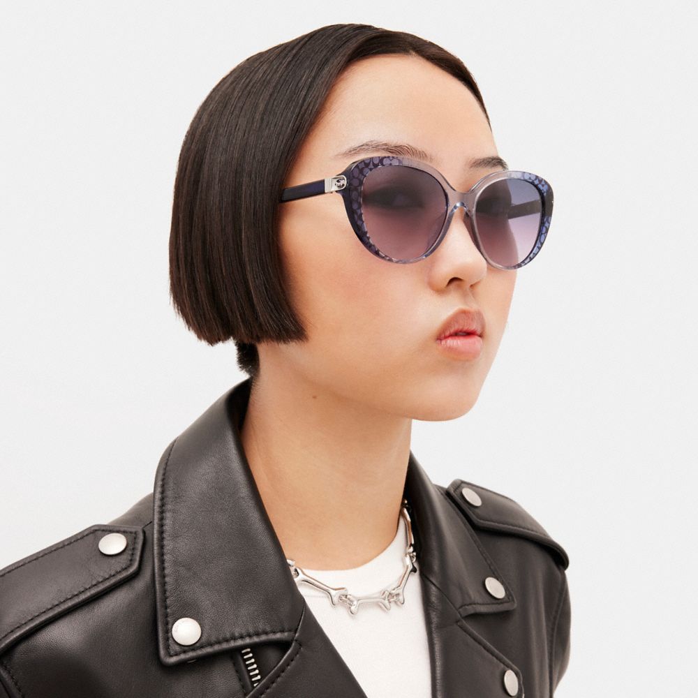 COACH®  Signature Chain Round Sunglasses