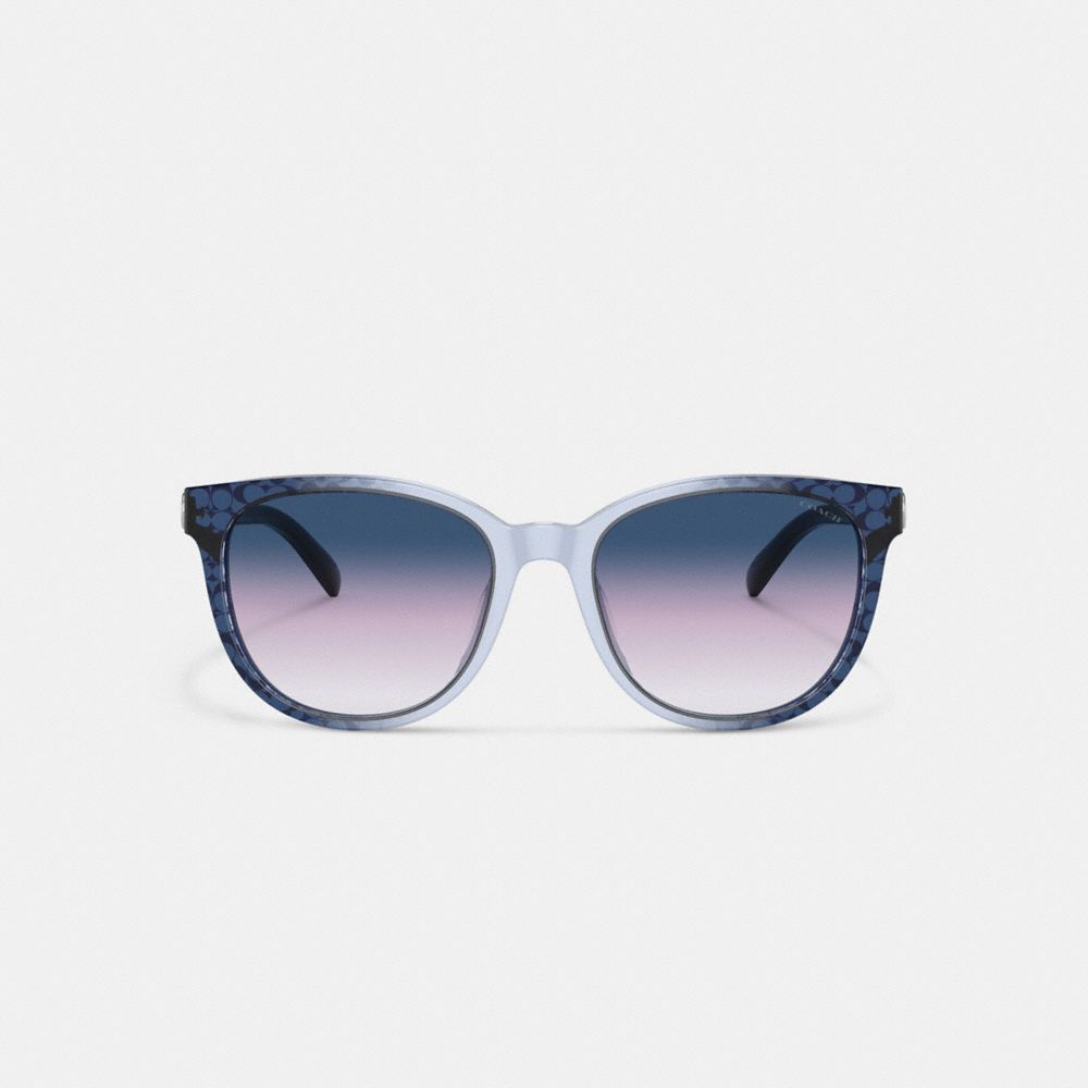 COACH®,HORSE AND CARRIAGE ROUND SUNGLASSES,Blue Signature C Gradient,Inside View,Top View