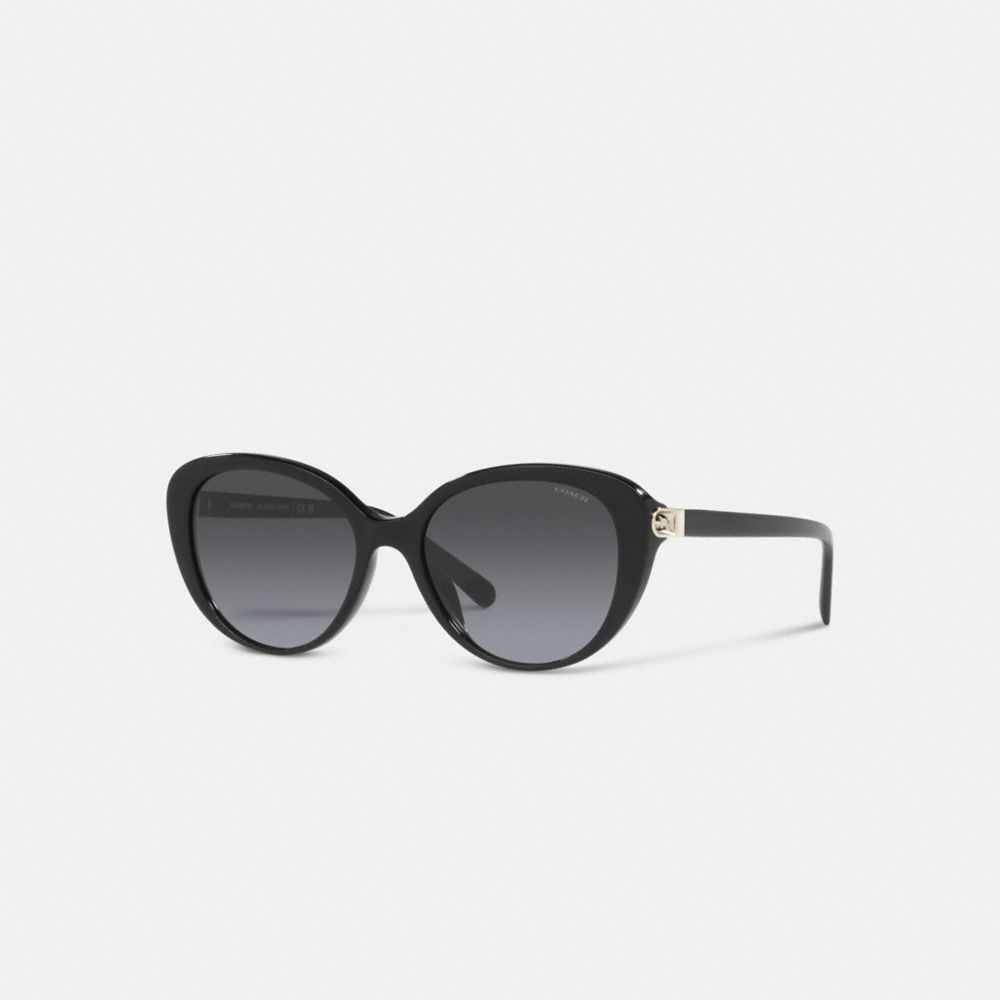 COACH®,HORSE AND CARRIAGE CAT EYE SUNGLASSES,Black,Front View